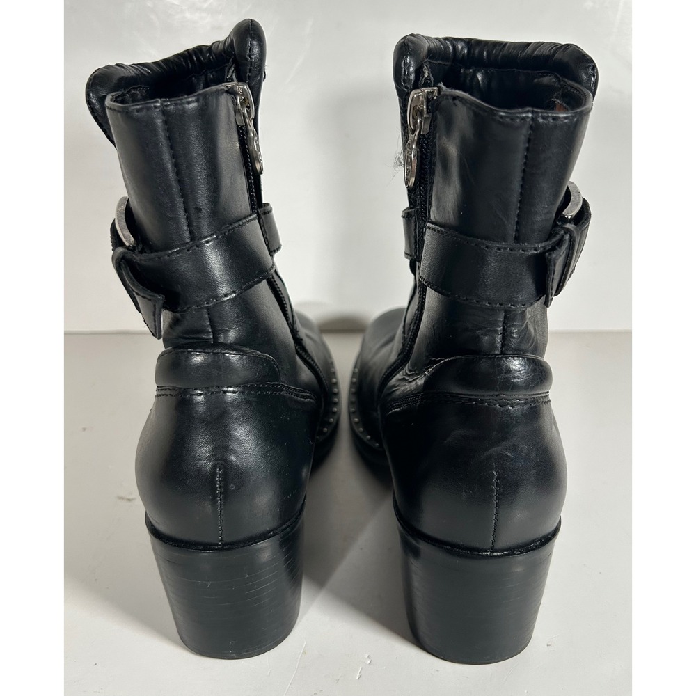 Harley Davidson Womens Black Leather Motorcycle Boots Block Heel 84420 Size 8M - Picture 5 of 10
